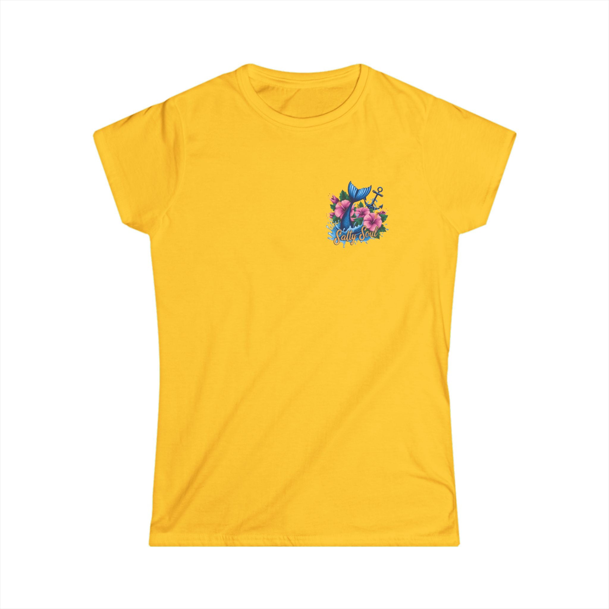 Salty Soul Floral Anchor Beach T-Shirt — Cute Nautical Gift for Women Graphic Tee