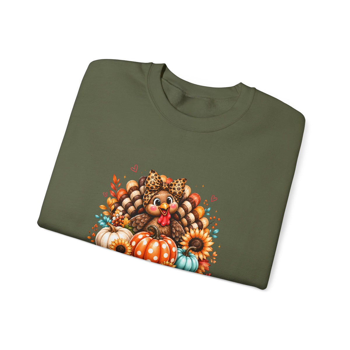 Sweatshirt — "Give Thanks" Autumn Turkey & Pumpkin Thanksgiving Crewneck