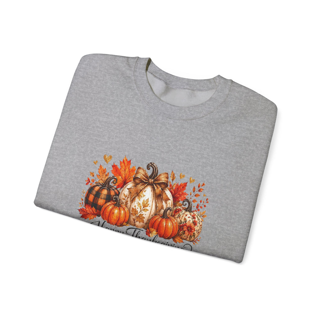 Thanksgiving Pumpkin Crewneck Sweatshirt — Happy Thanksgiving Harvest Design
