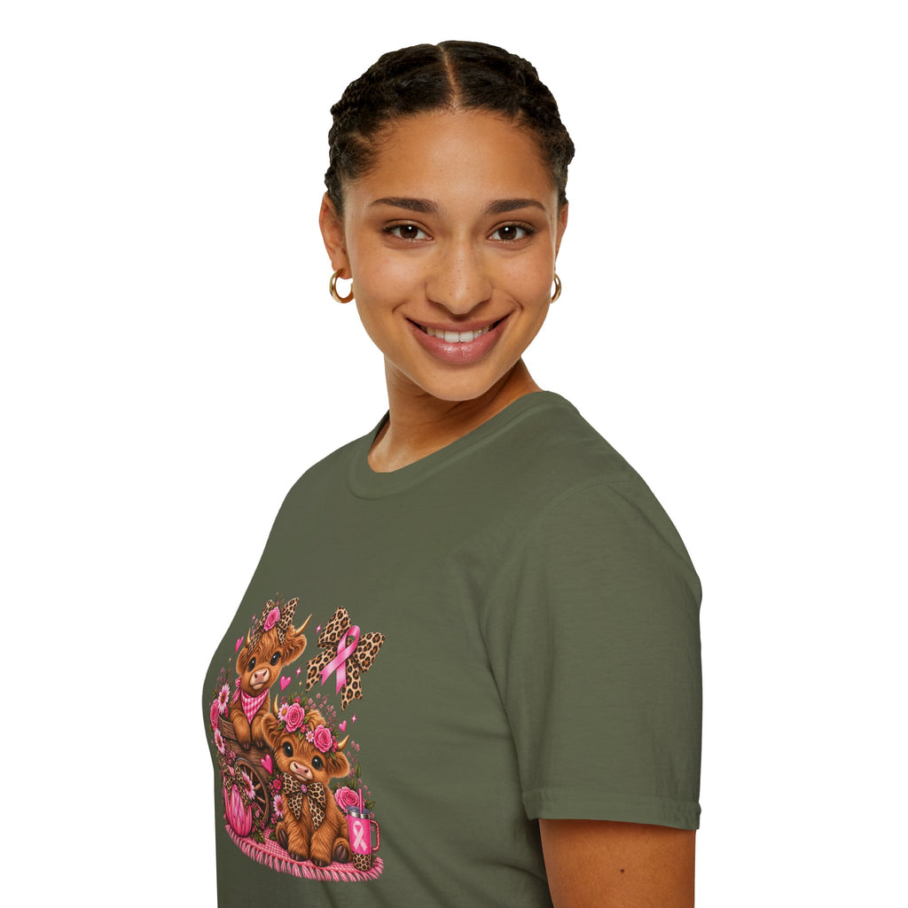 Breast Cancer Awareness Highland Cow T-Shirt