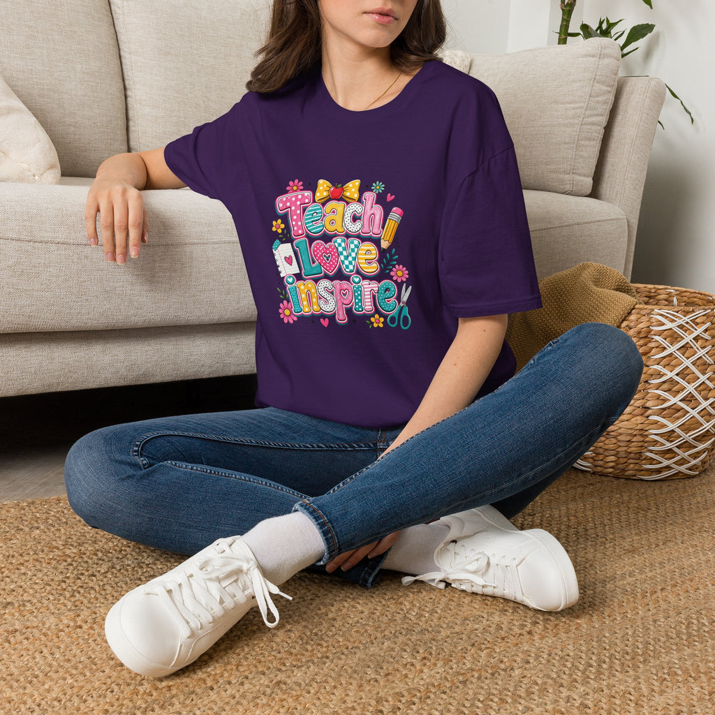 Teach Love Inspire T-Shirt — Cute Colorful Teacher Gift School Appreciation Tee