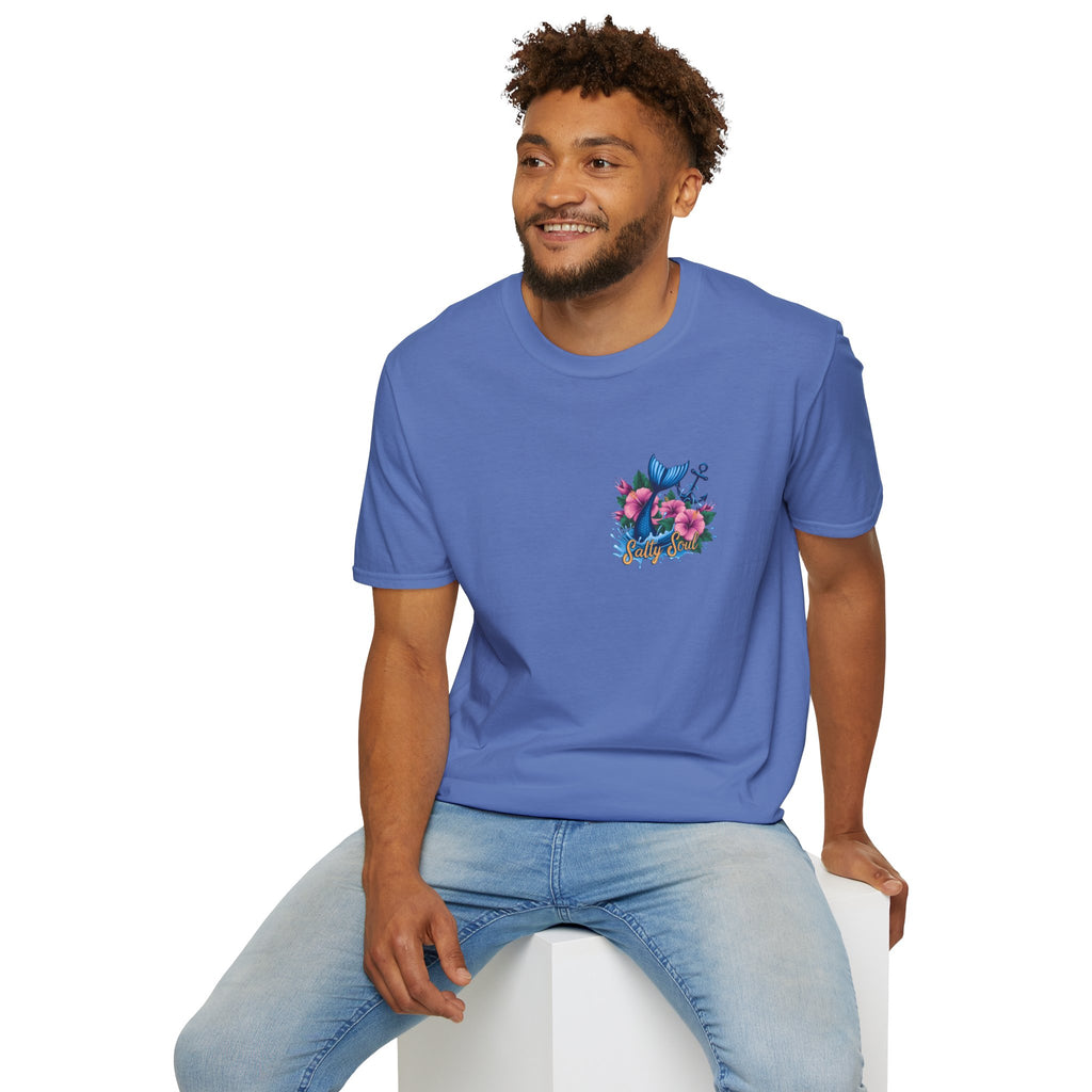 Salty Soul Mermaid Anchor Floral T-Shirt — Cute Beach Gift for Women Nautical Tee
