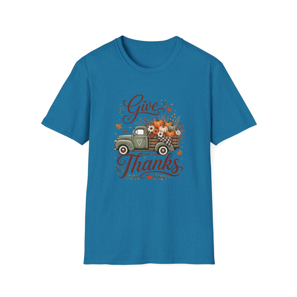 Give Thanks Fall Truck T-Shirt — Pumpkin Harvest Autumn Tee