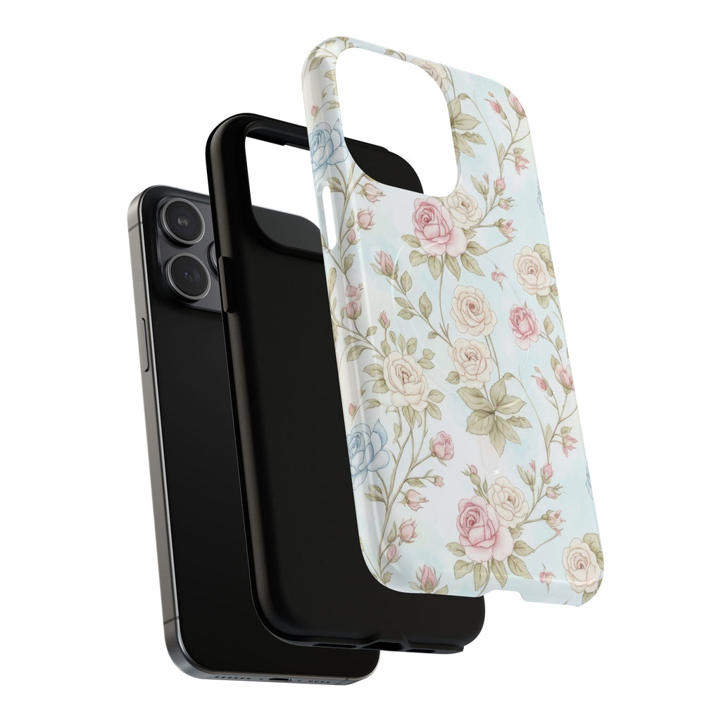 Vintage Floral Rose Magnetic iPhone Case — MagSafe Tough Protective Cover