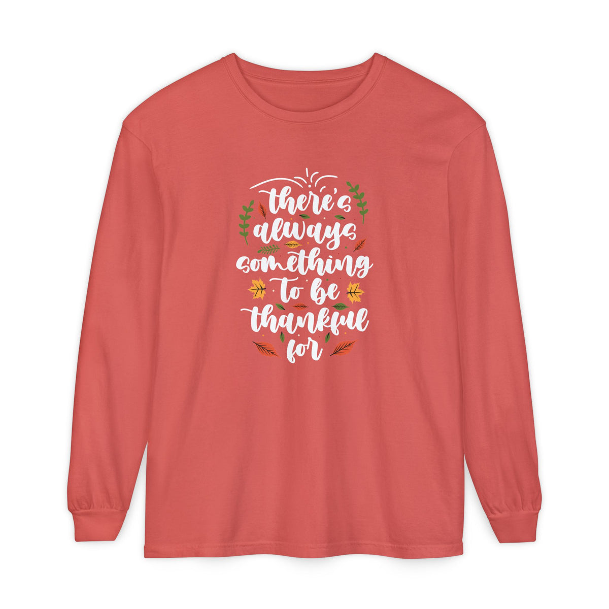 Thankful For Crewneck Long Sleeve Tee — Fall Thanksgiving Gratitude Shirt