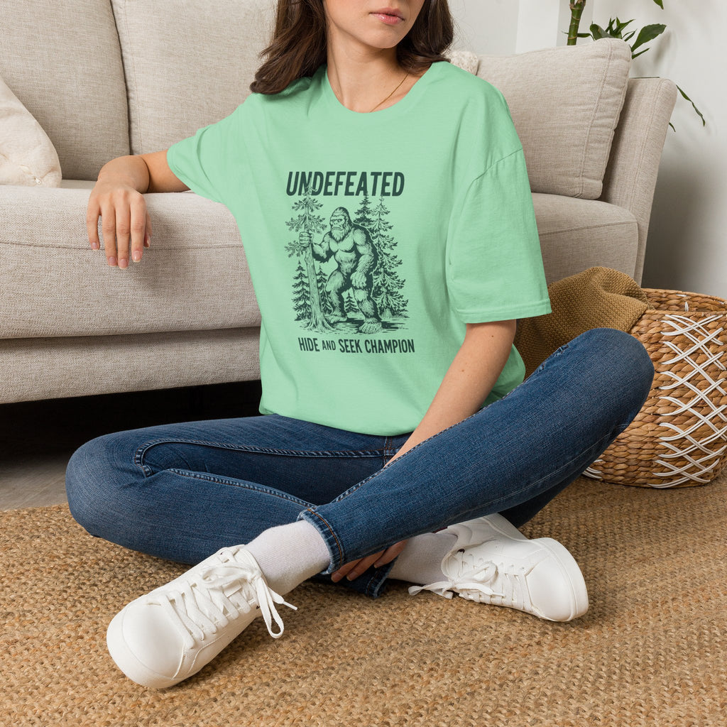 Undefeated Bigfoot T-Shirt — 'Hide and Seek Champion' Graphic Tee
