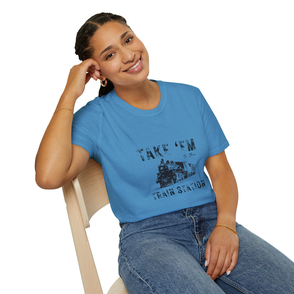 Take 'Em to the Train Station T-Shirt — Funny Sarcastic Gift Vintage Engine Graphic Tee