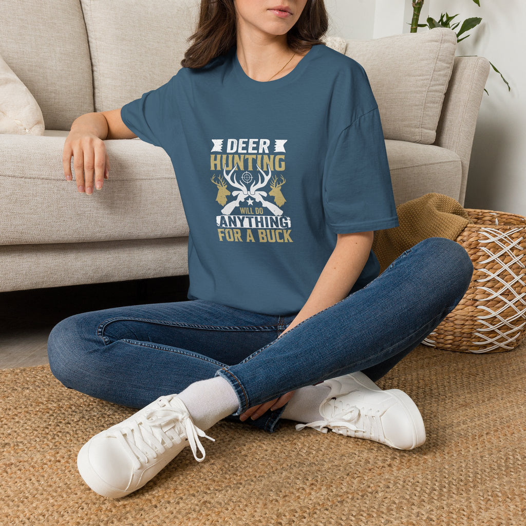 Will Do Anything for a Buck Deer T-Shirt — Funny Hunting Gift for Men Graphic Tee