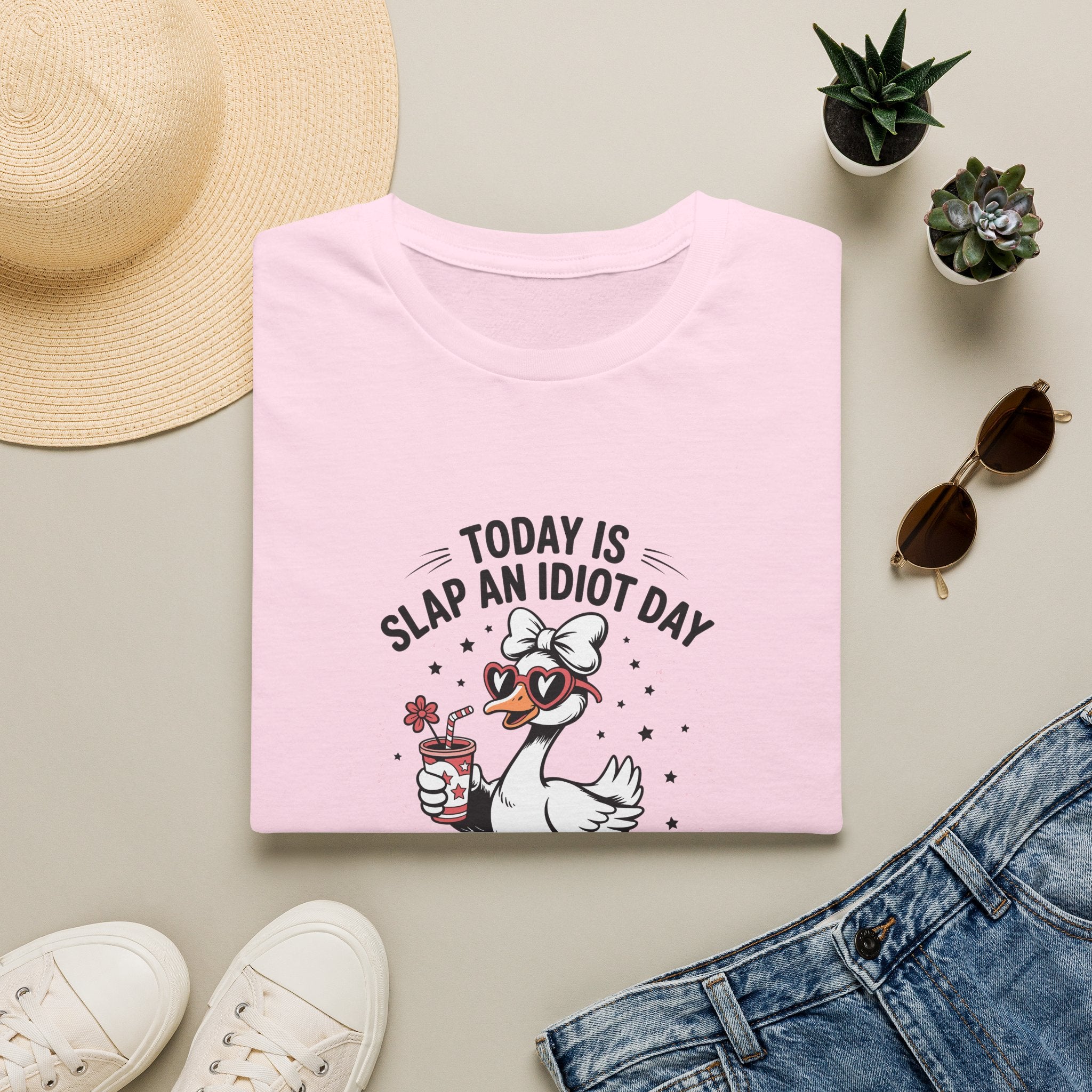 Today Is Slap An Idiot Day Duck T-Shirt — Funny Sarcastic Gift for Her Graphic Tee