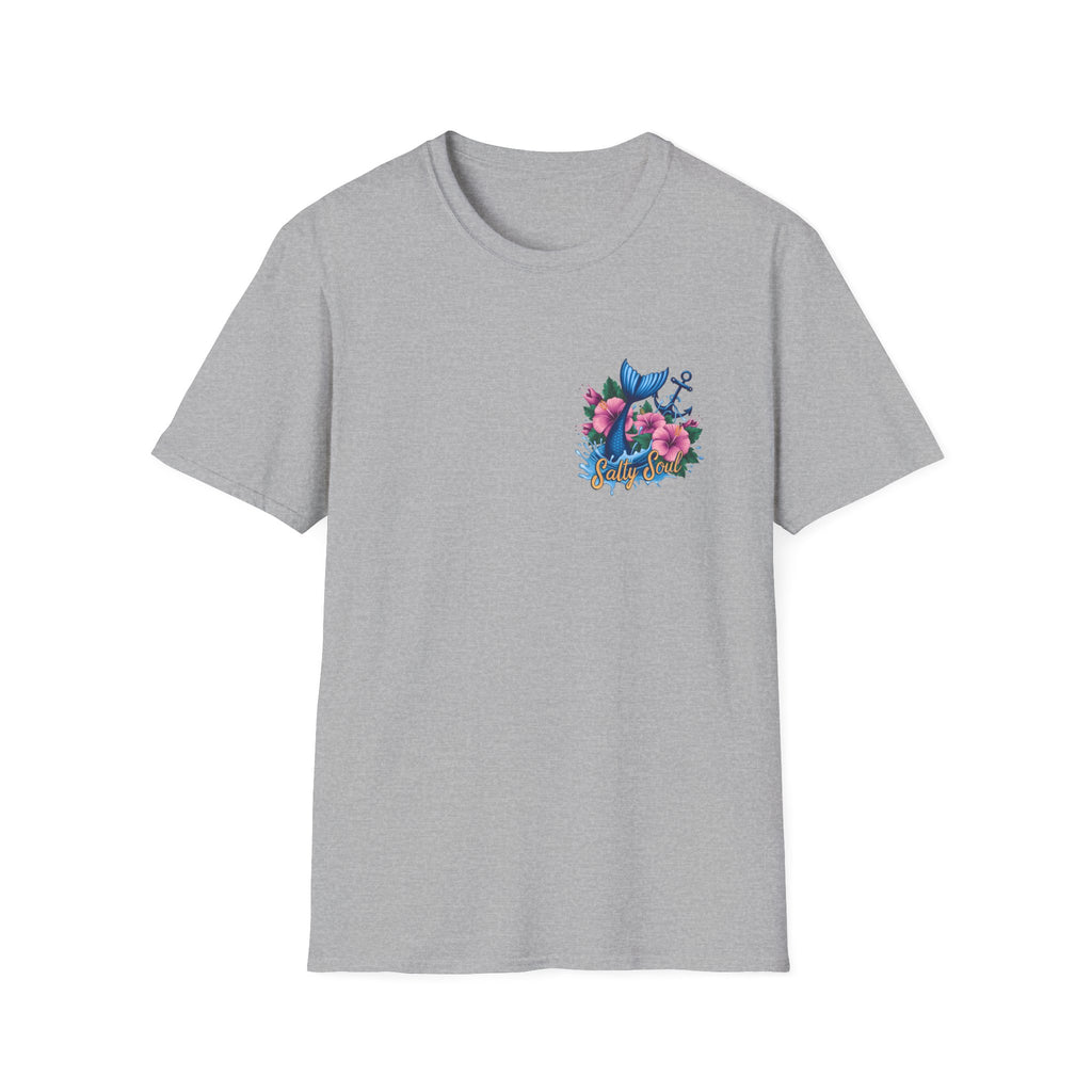 Salty Soul Mermaid Anchor Floral T-Shirt — Cute Beach Gift for Women Nautical Tee