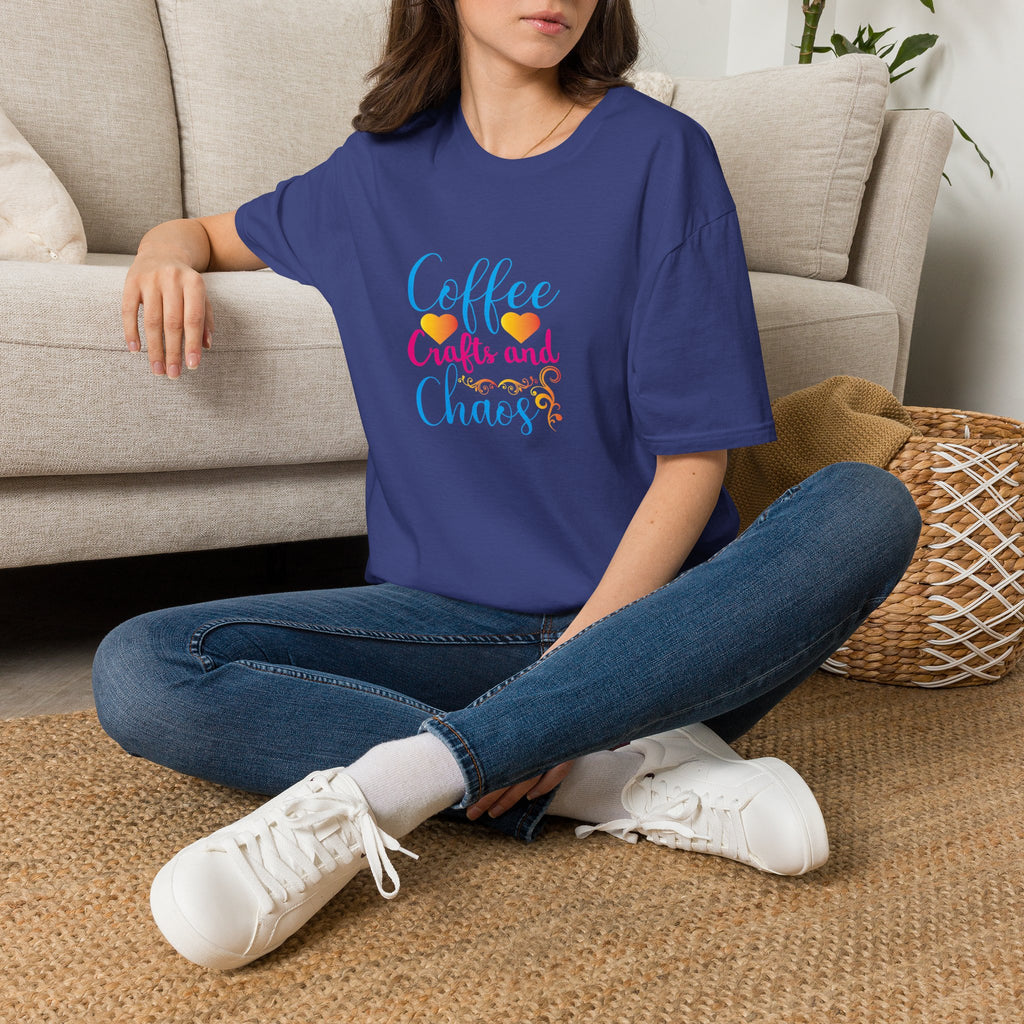 Coffee Crafts and Chaos T-Shirt — Funny Gift for Crafty Women Sarcastic Graphic Tee