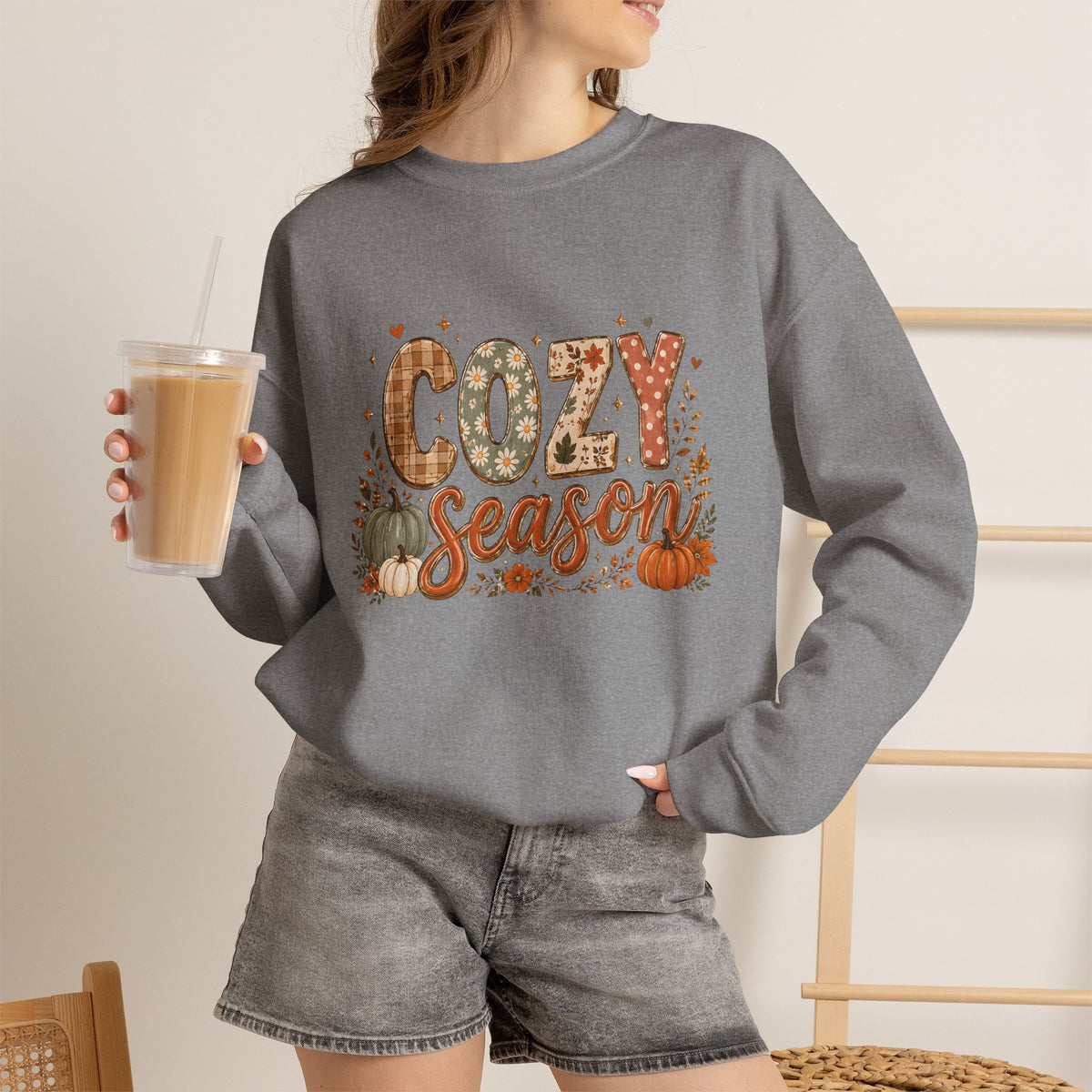 Cozy Season Autumn Pumpkin Crewneck Sweatshirt