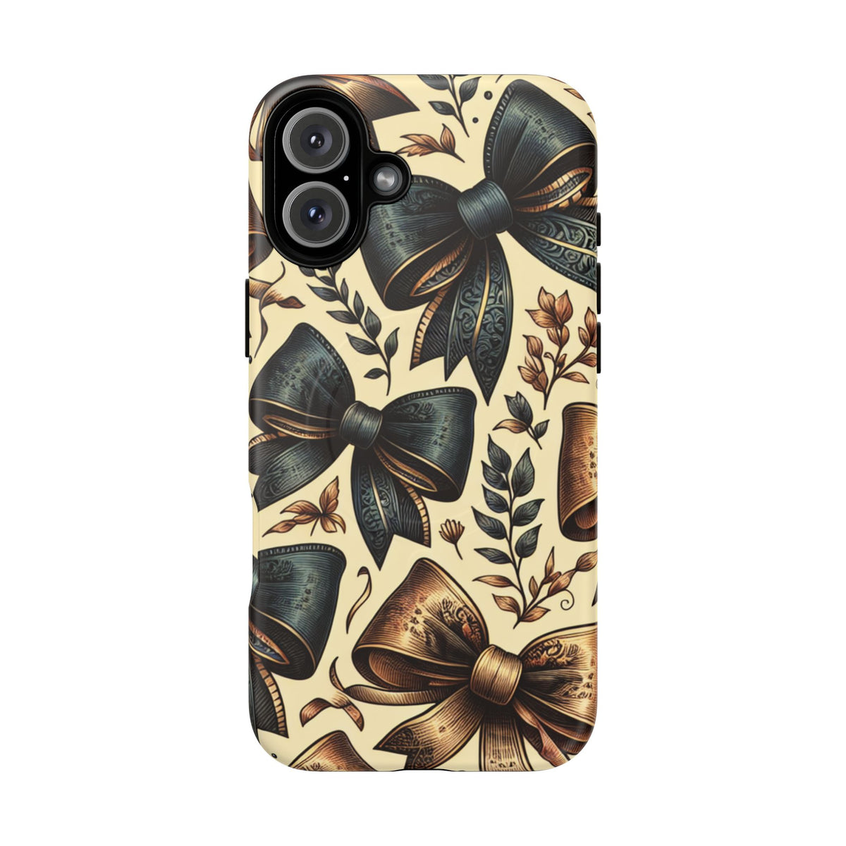 Bow Pattern Tough Magnetic Phone Case — Vintage Ribbon Floral Design