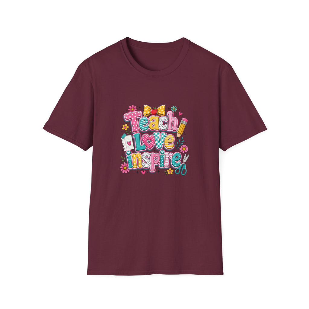 Teach Love Inspire T-Shirt — Cute Colorful Teacher Gift School Appreciation Tee