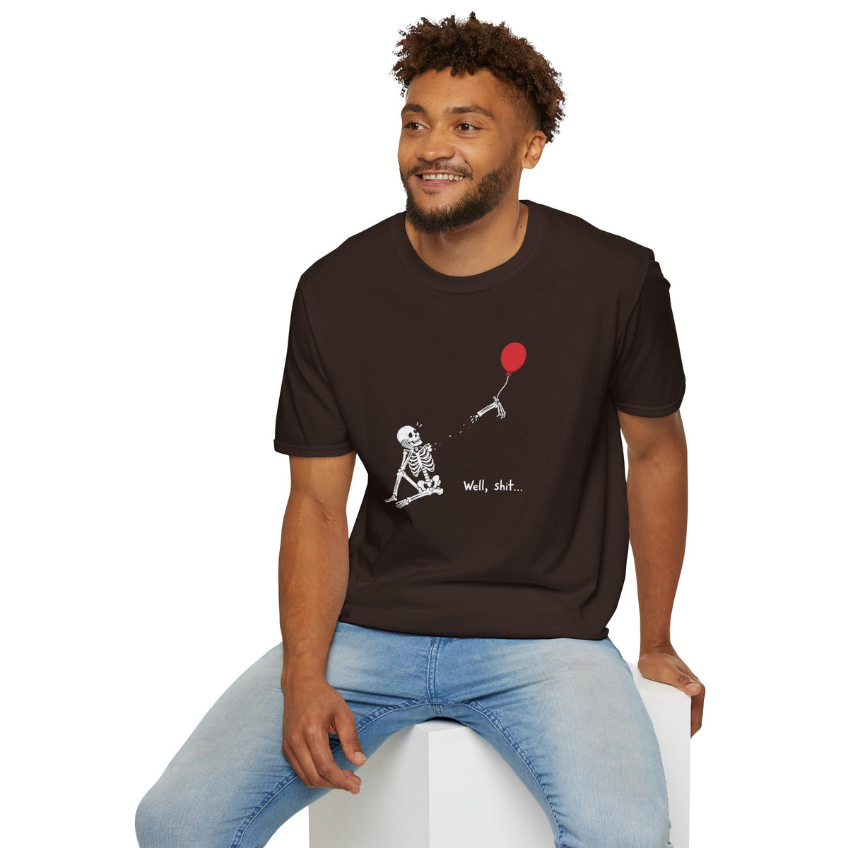 Funny Skeleton Balloon T-Shirt, Well Shit Graphic Tee