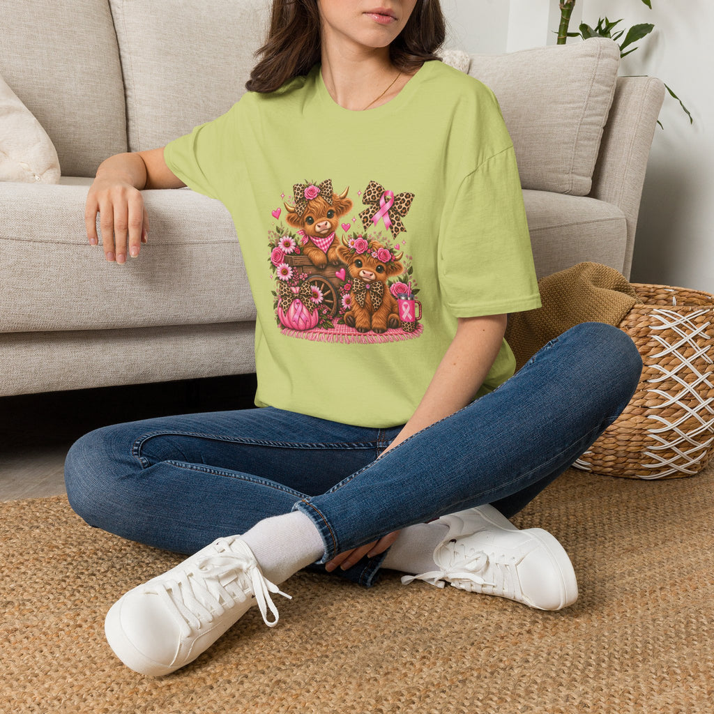 Breast Cancer Awareness Highland Cow T-Shirt