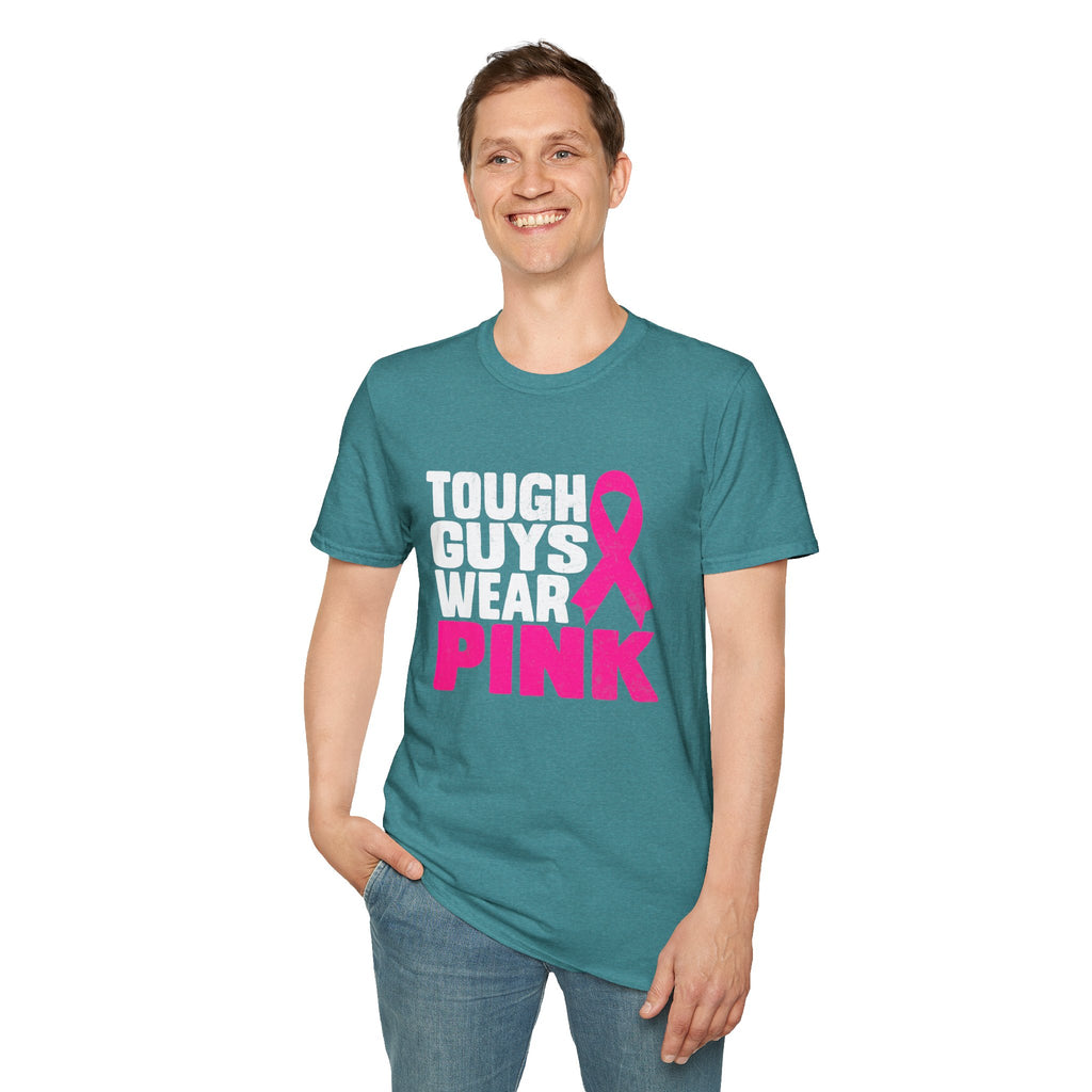 Tough Guys Wear Pink Breast Cancer Awareness T-Shirt Graphic Tee