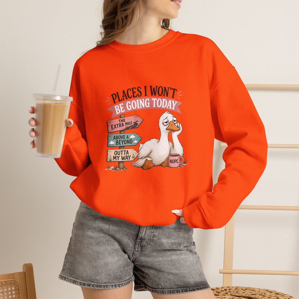 Places I Won't Be Going Today Goose Sweatshirt — Funny Introvert Gift for Her Crewneck