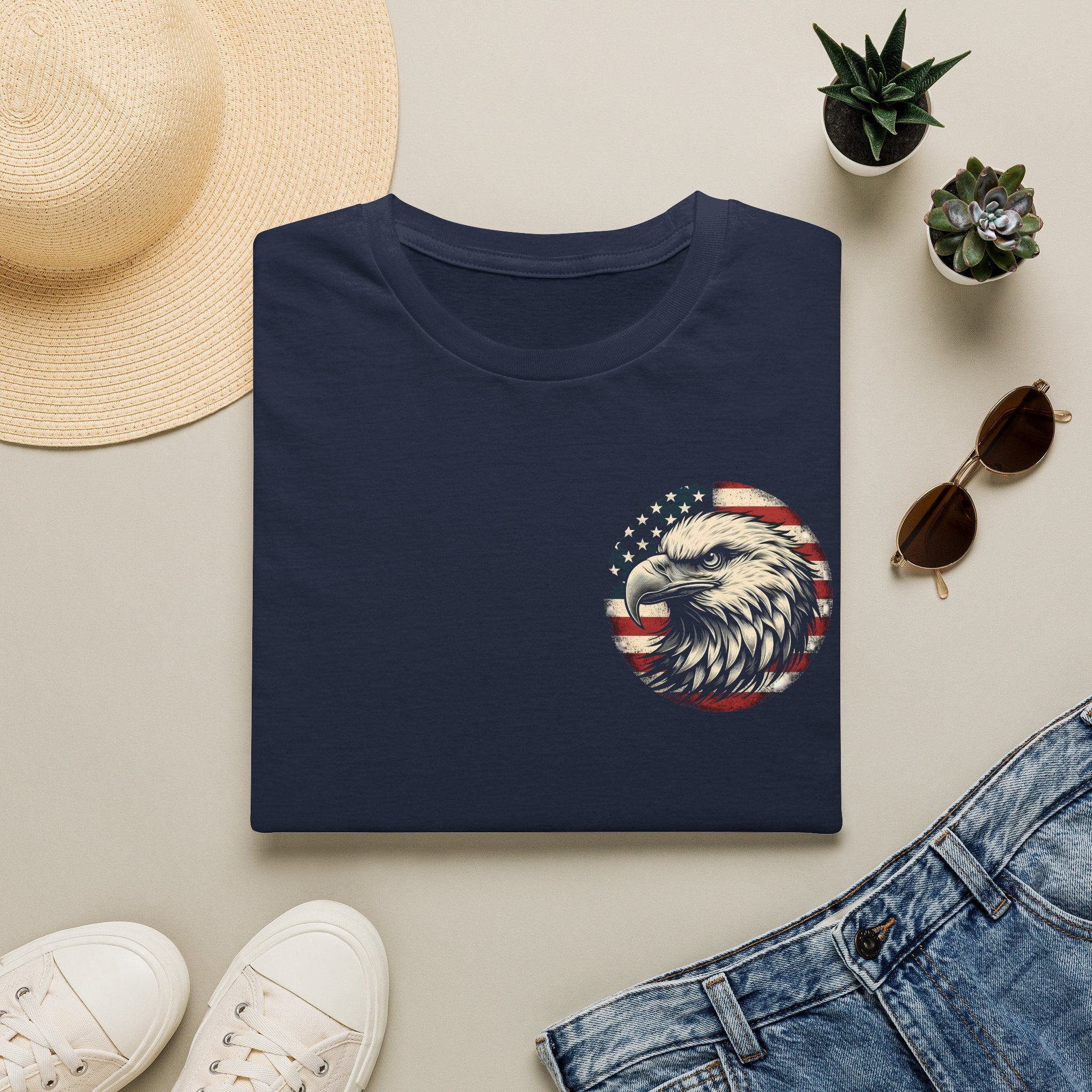 Patriotic Bald Eagle T-Shirt — American Flag Gift for Him Fourth of July Graphic Tee