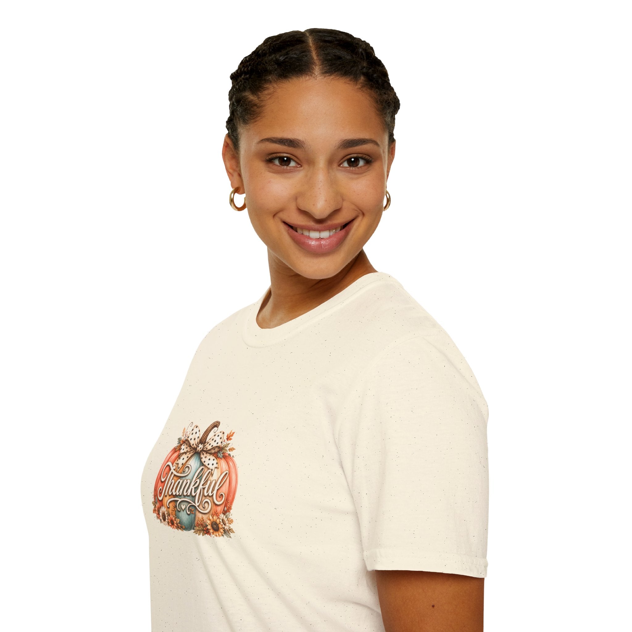Thankful Pumpkin T-Shirt — Cute Fall Thanksgiving Gift for Women Graphic Tee