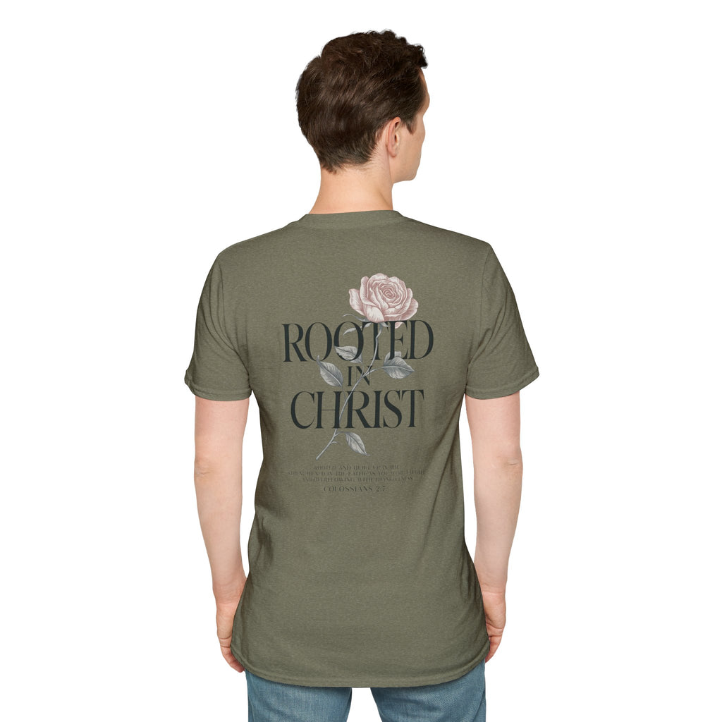 Rooted in Christ Floral T-Shirt — Christian Gift for Women Faith Graphic Tee