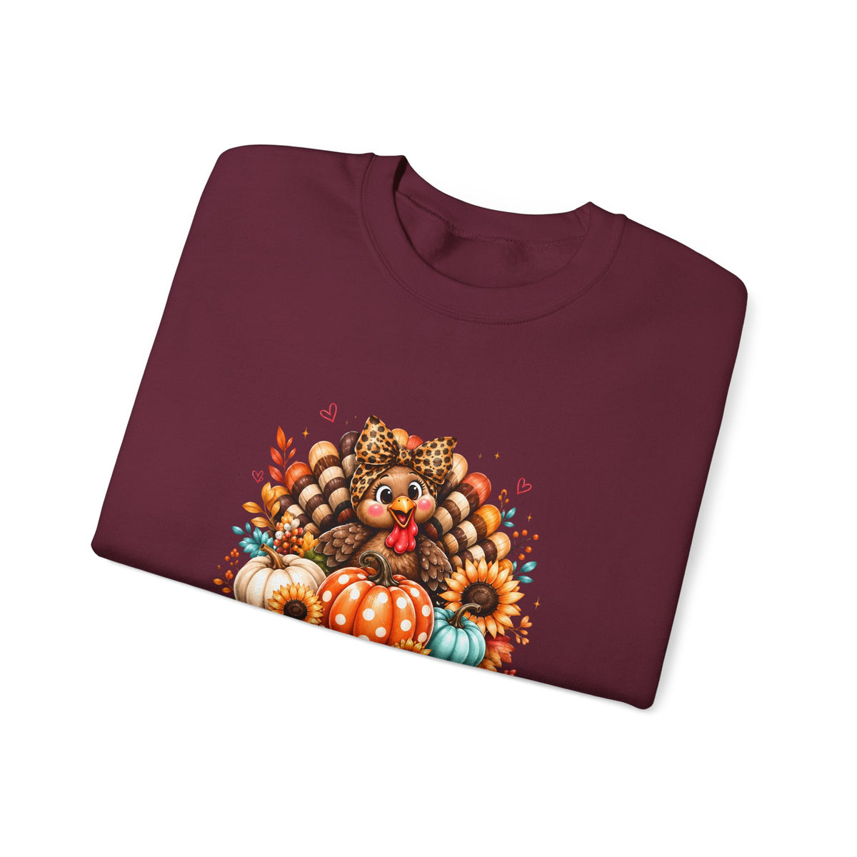 Sweatshirt — "Give Thanks" Autumn Turkey & Pumpkin Thanksgiving Crewneck