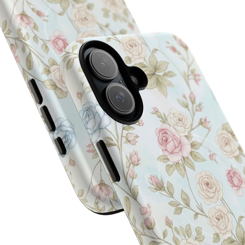 Vintage Floral Rose Magnetic iPhone Case — MagSafe Tough Protective Cover