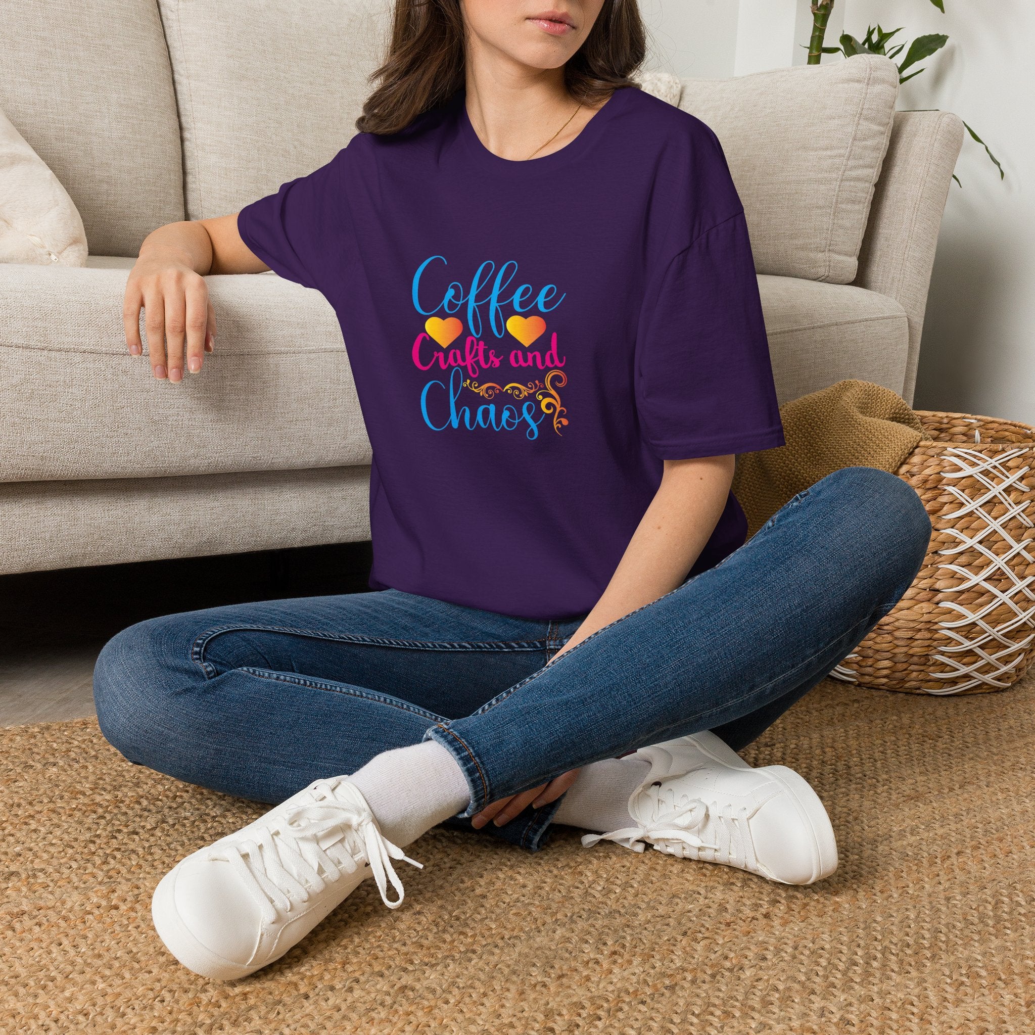 Coffee Crafts and Chaos T-Shirt — Funny Gift for Crafty Women Sarcastic Graphic Tee