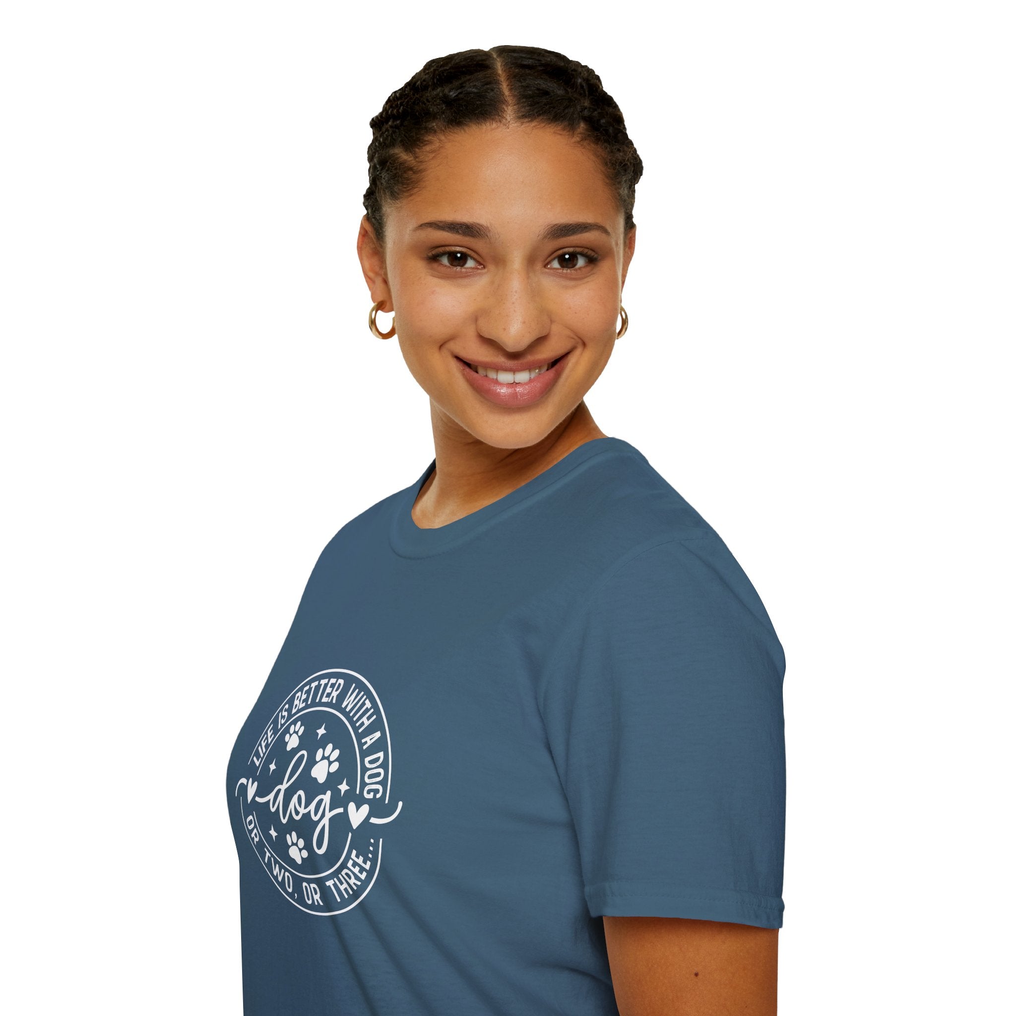 Life Is Better With a Dog T-Shirt — Funny Dog Lover Gift for Women Paw Print Tee