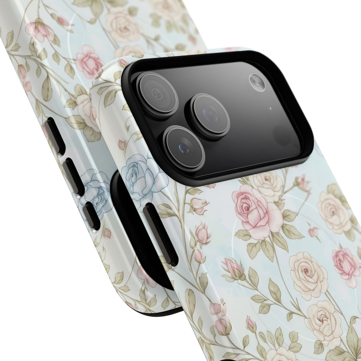 Vintage Floral Rose Magnetic iPhone Case — MagSafe Tough Protective Cover