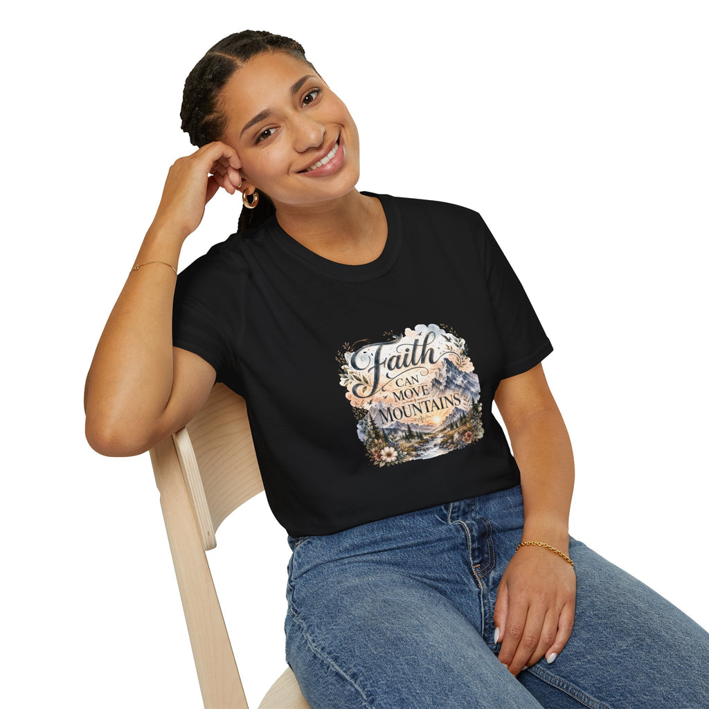 Faith Can Move Mountains T-Shirt Inspirational Christian Mountain Graphic Tee