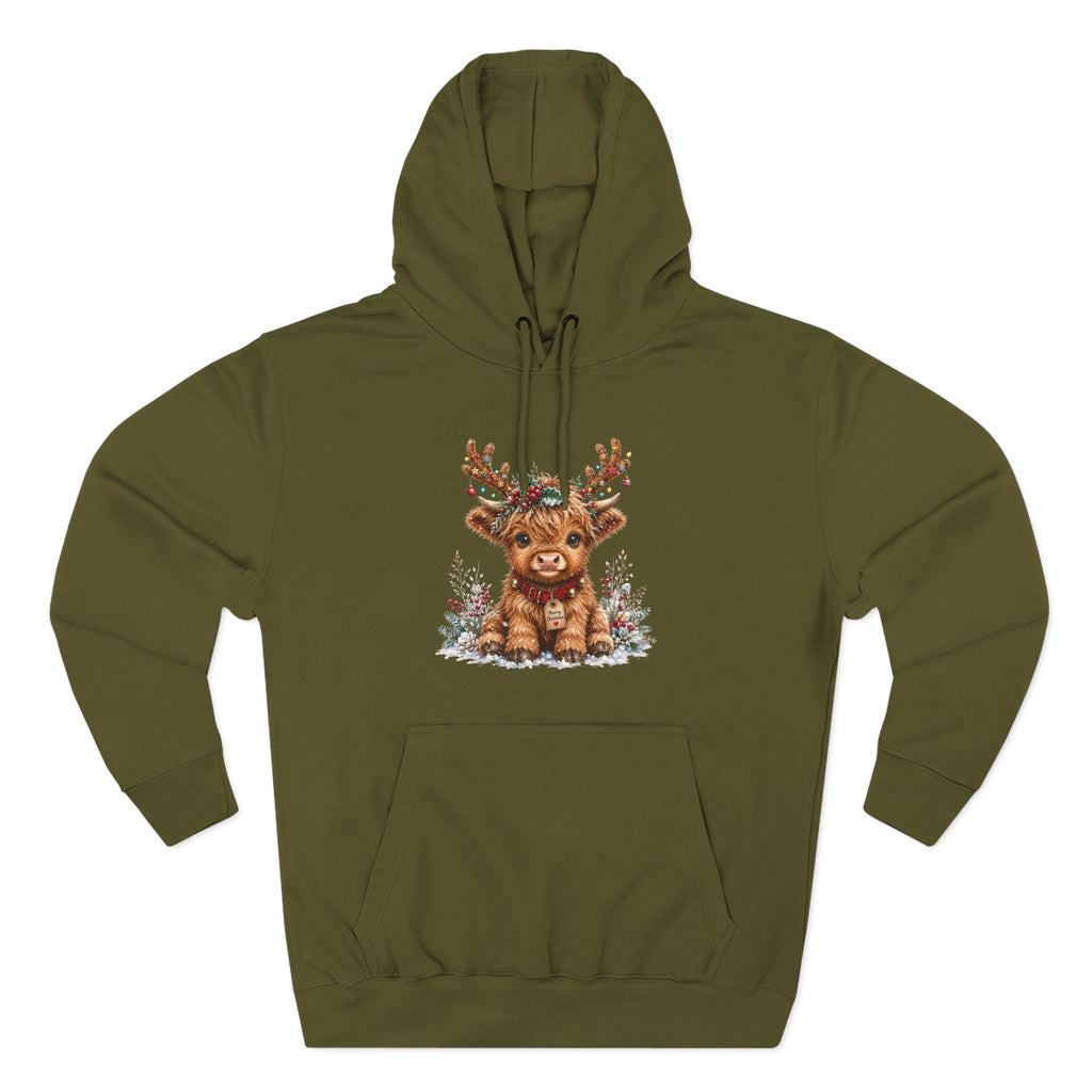 Cute Reindeer Fleece Hoodie - Christmas Woodland Holiday Sweatshirt