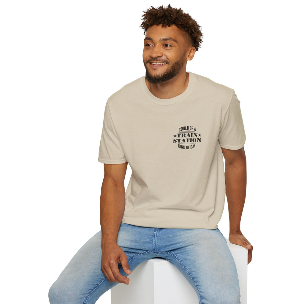 Could Be a Train Station Kind of Day T-Shirt — Funny Sarcastic Gift for Her Pocket Tee