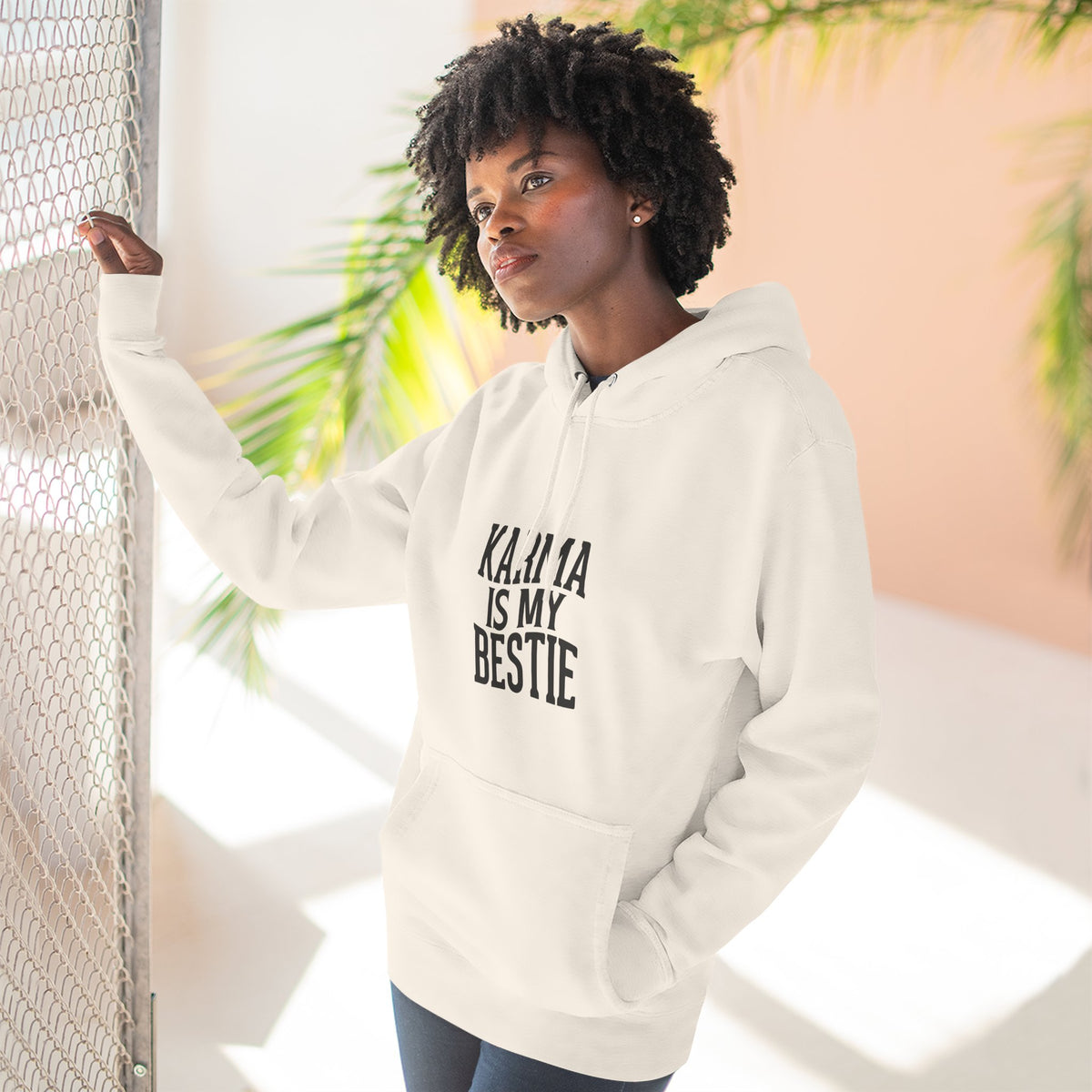 Karma Is My Bestie Graphic Pullover Hoodie