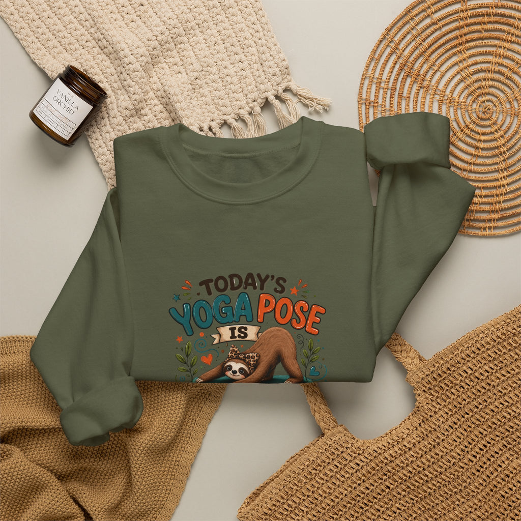 Downward Spiral Sloth Sweatshirt — Funny Lazy Gift for Her Yoga Pose Crewneck