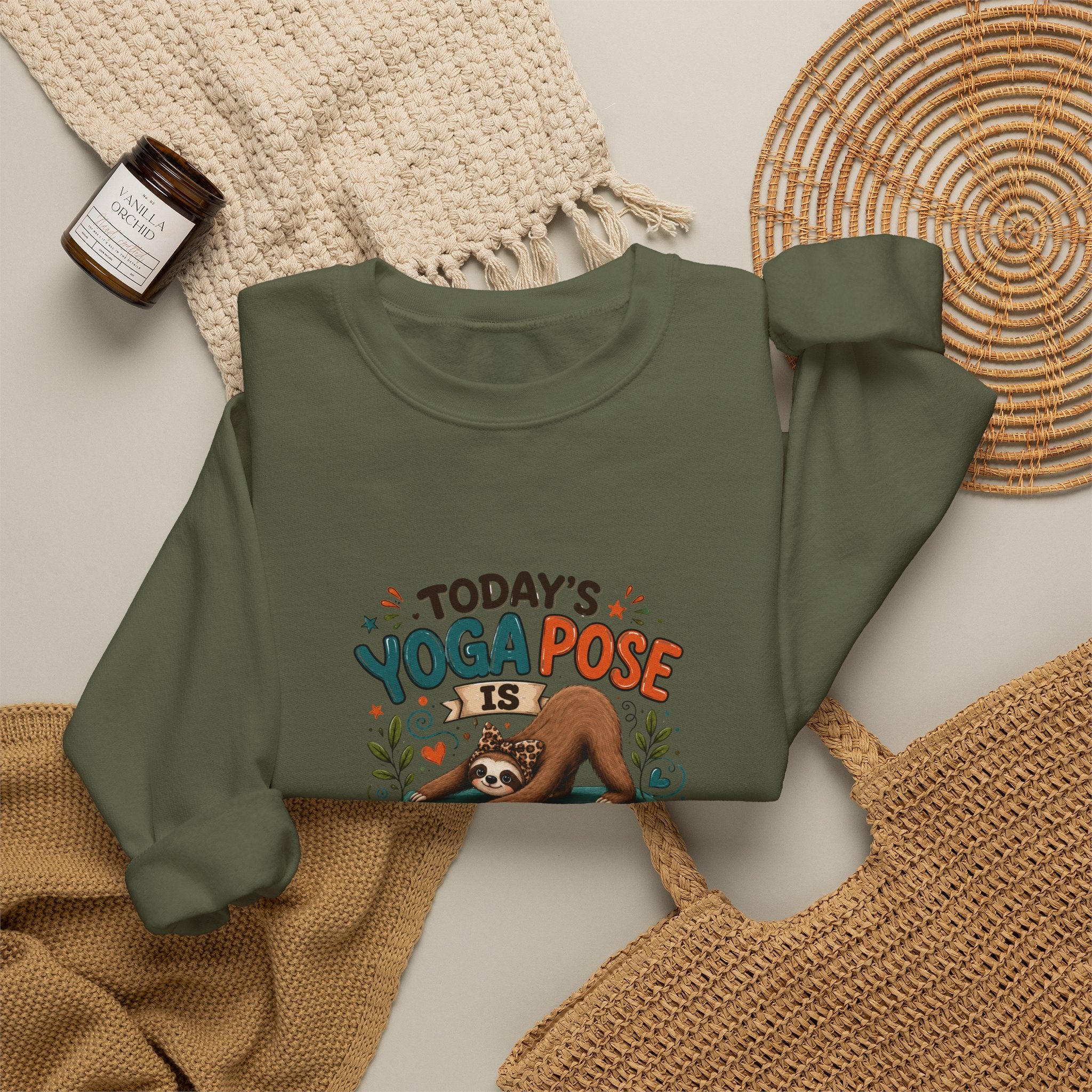 Downward Spiral Sloth Sweatshirt — Funny Lazy Gift for Her Yoga Pose Crewneck