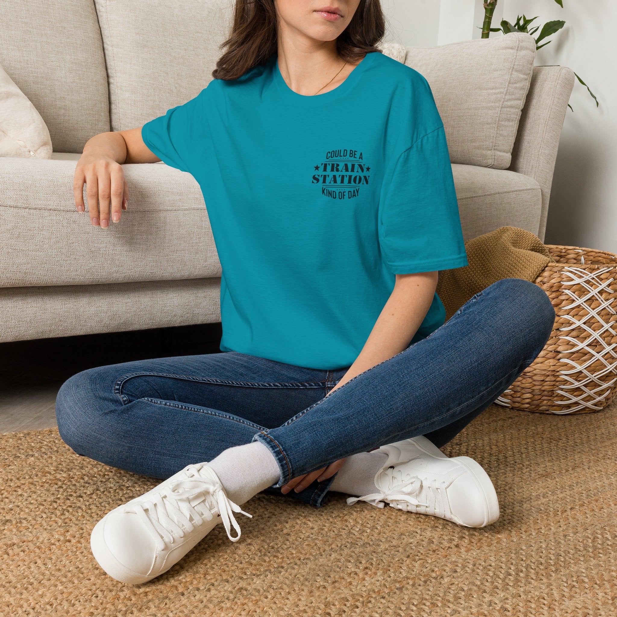 Could Be a Train Station Kind of Day T-Shirt — Funny Sarcastic Gift for Her Pocket Tee