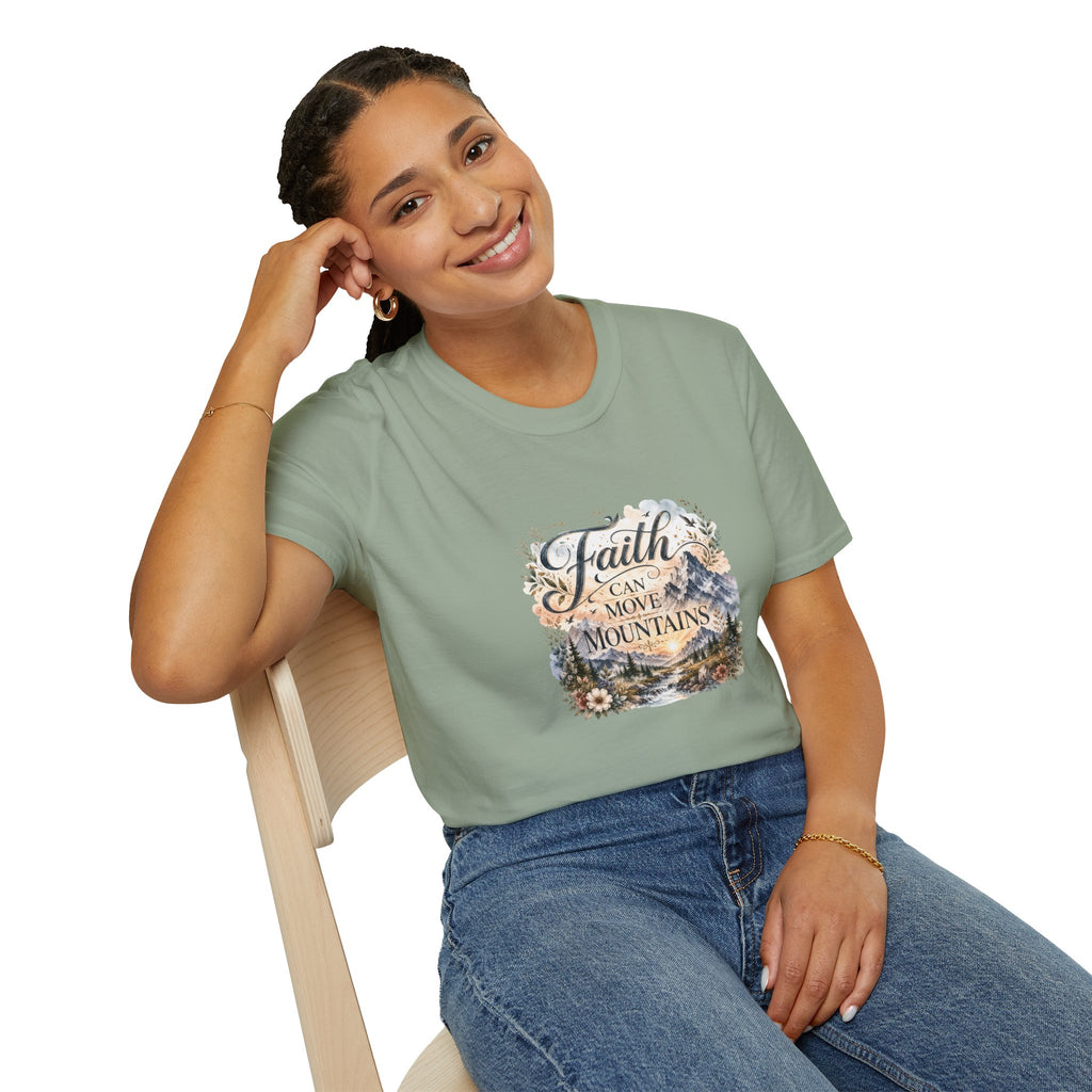 Faith Can Move Mountains T-Shirt Inspirational Christian Mountain Graphic Tee