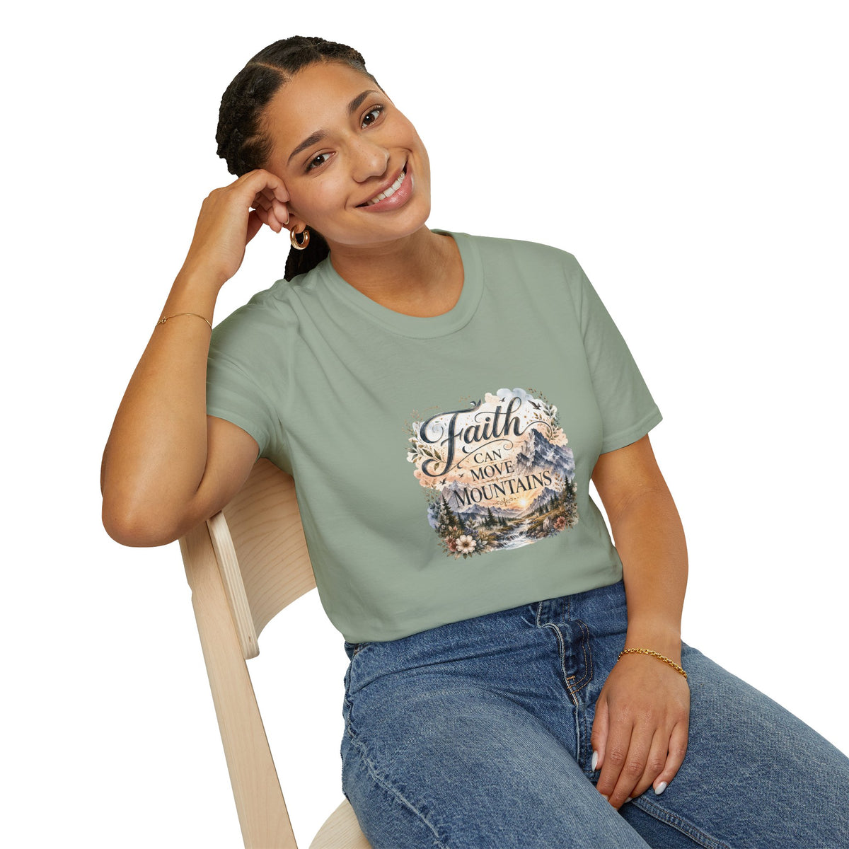 Faith Can Move Mountains T-Shirt Inspirational Christian Mountain Graphic Tee