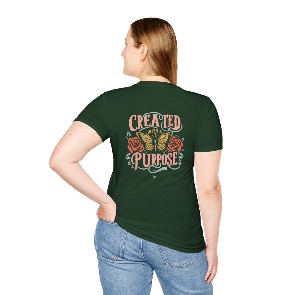 Created with a Purpose Butterfly T-Shirt Faith Graphic Tee