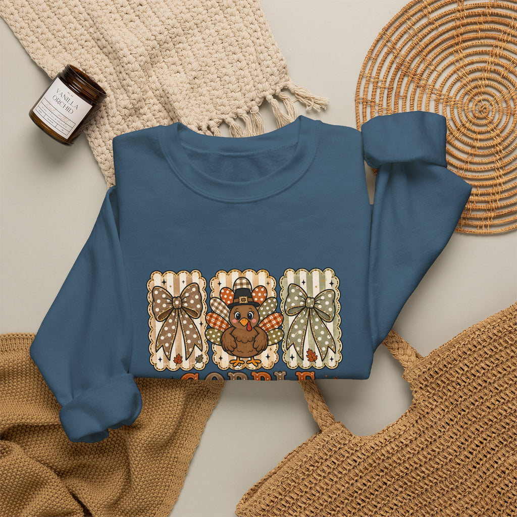 Thanksgiving Crewneck Sweatshirt — "Gobble Gobble 'til You Wobble" Turkey Design