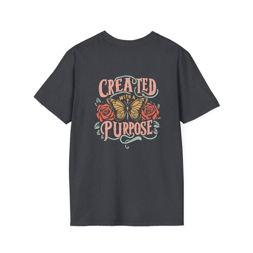 Created with a Purpose Butterfly T-Shirt Faith Graphic Tee