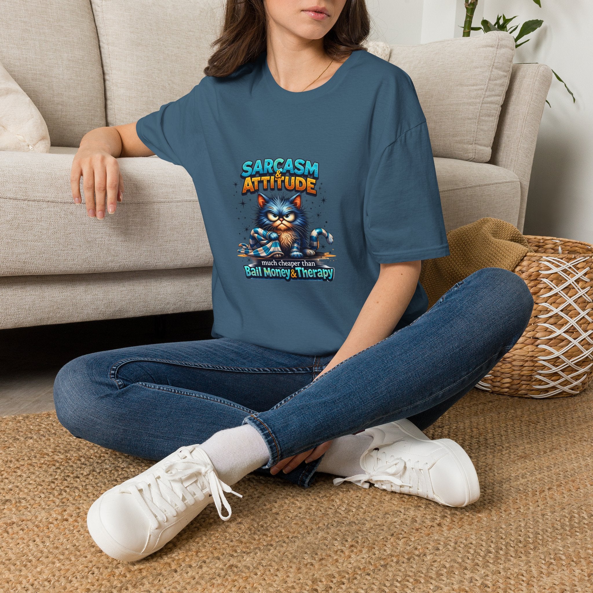 Sarcasm & Attitude Grumpy Cat T-Shirt — Funny Sarcastic Gift for Her Graphic Tee