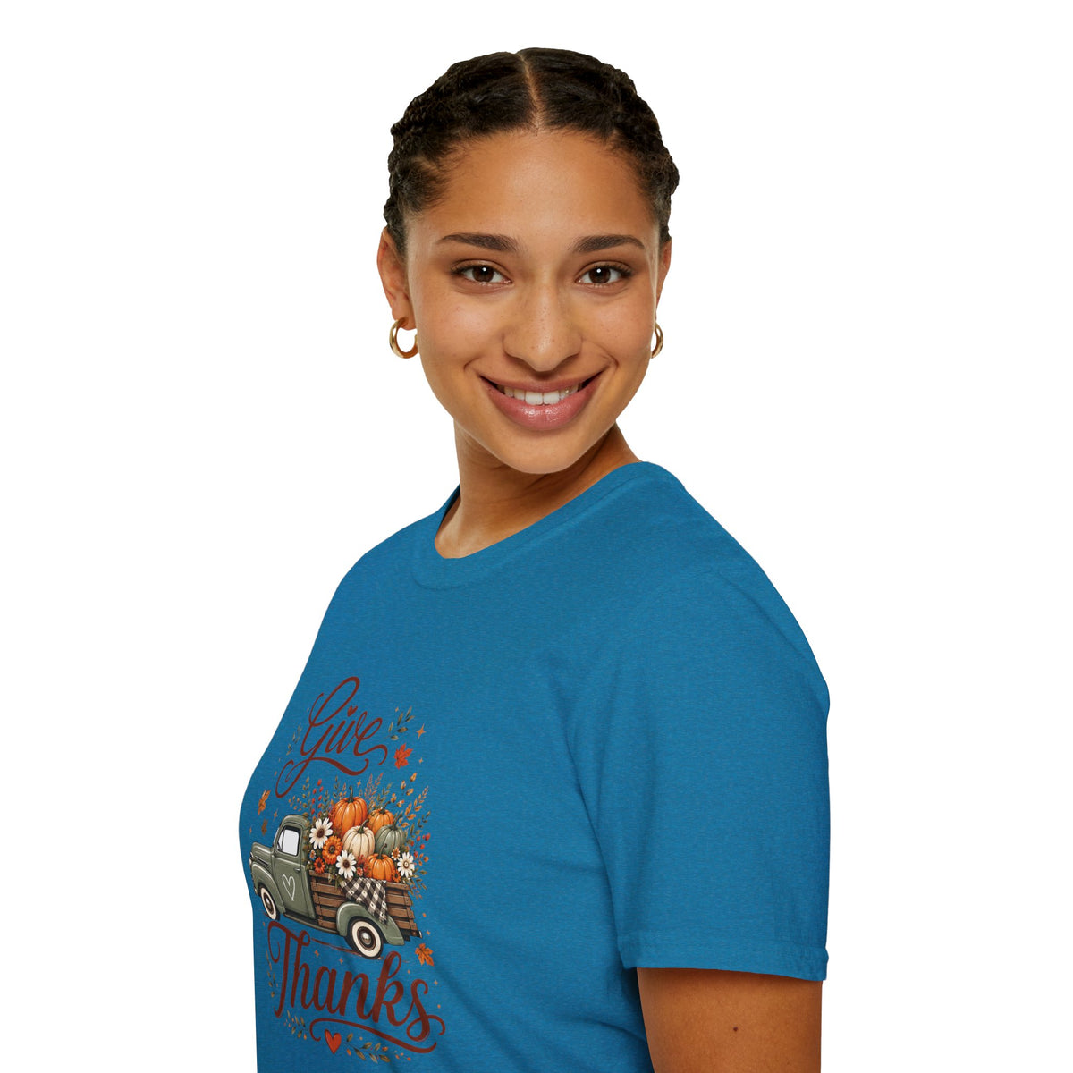 Give Thanks Fall Truck T-Shirt — Pumpkin Harvest Autumn Tee