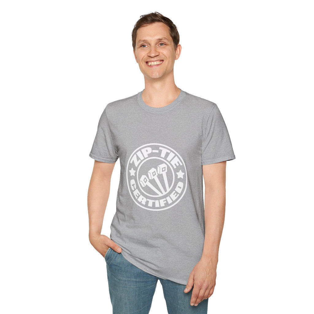 Zip-Tie Certified T-Shirt — Funny Handyman Gift for Him Bold Graphic Tee