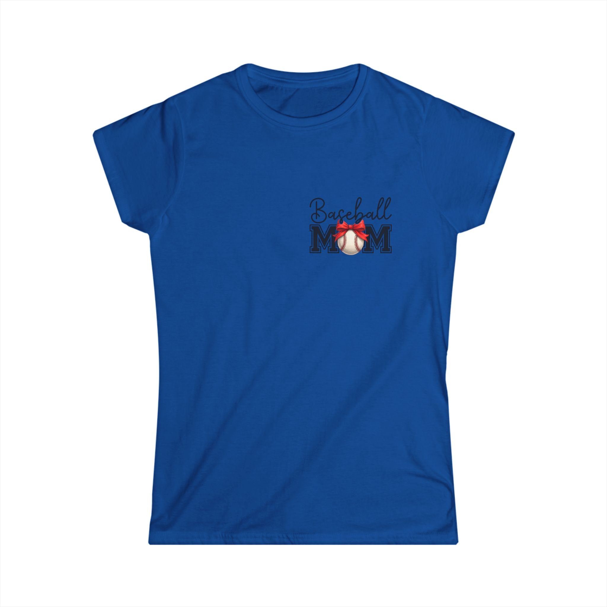 Baseball Mom Script T-Shirt — Cute Bow Gift for Sports Moms Game Day Tee