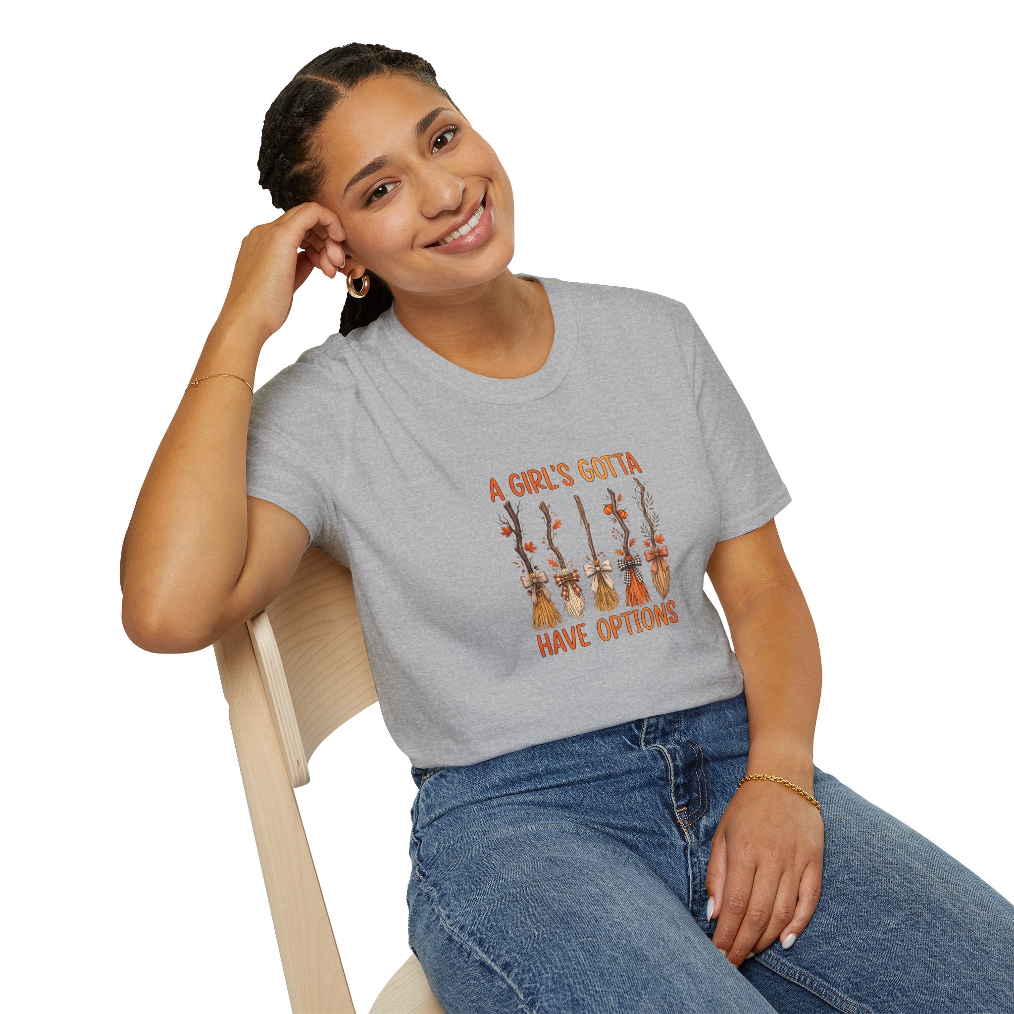 A Girl's Gotta Have Options Witch Brooms T-Shirt — Funny Halloween Gift for Women