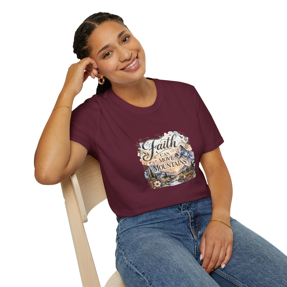 Faith Can Move Mountains T-Shirt Inspirational Christian Mountain Graphic Tee