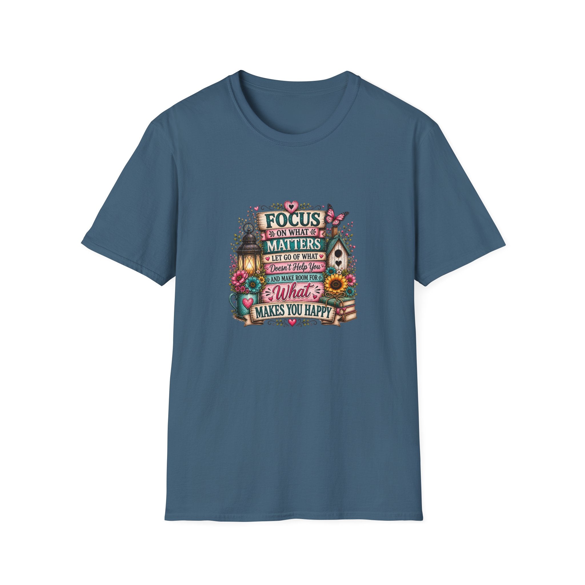 Focus on What Matters Floral T-Shirt — Inspirational Motivational Gift for Women Tee