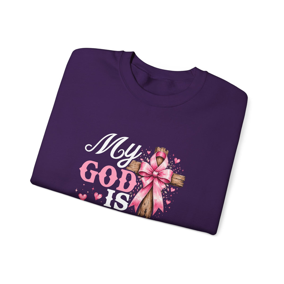 My God Is Bigger Than Cancer Breast Cancer Awareness Crewneck Sweatshirt